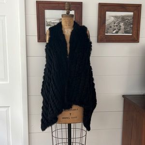 Black rabbit fur vest